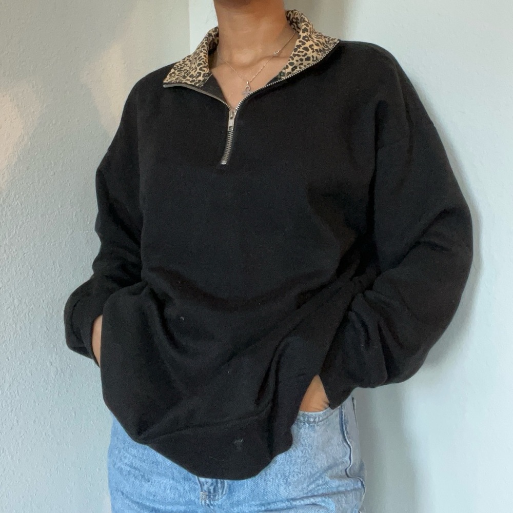 Forever 21 Leopard Collar Pullover